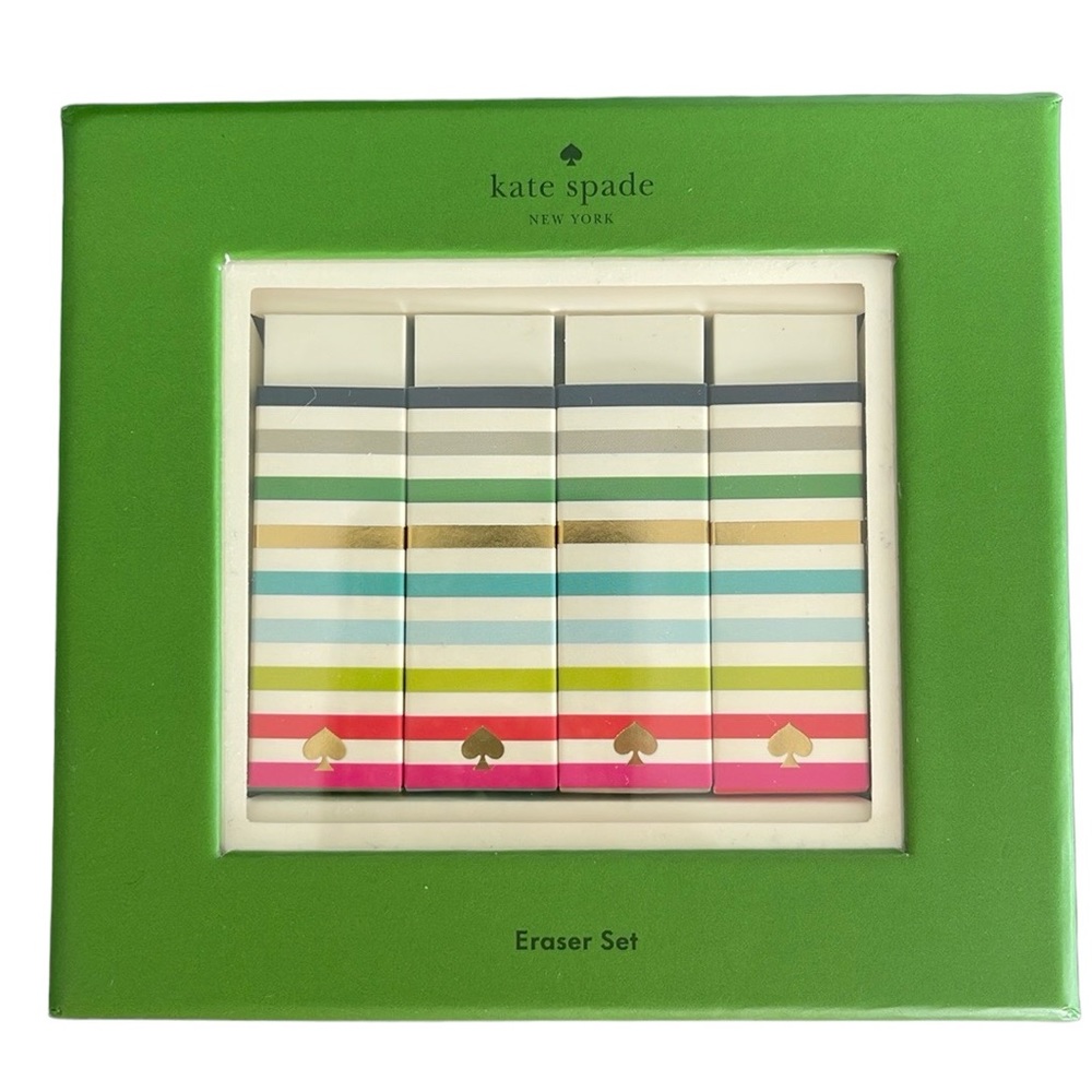 🔥🔥🆕♠️KATE SPADE CANDY STRIPE ERASER SET